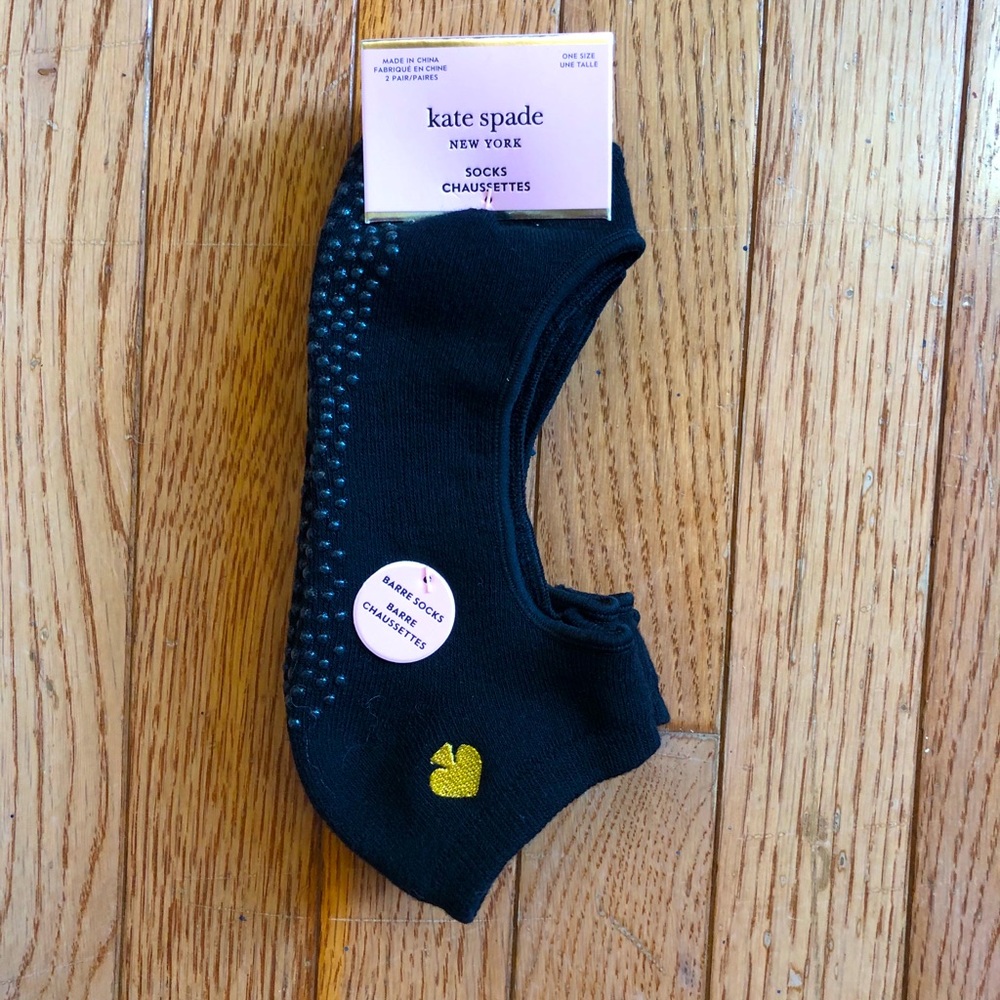 Kate Spade No Show Barre Socks Black 2 Pair NWT